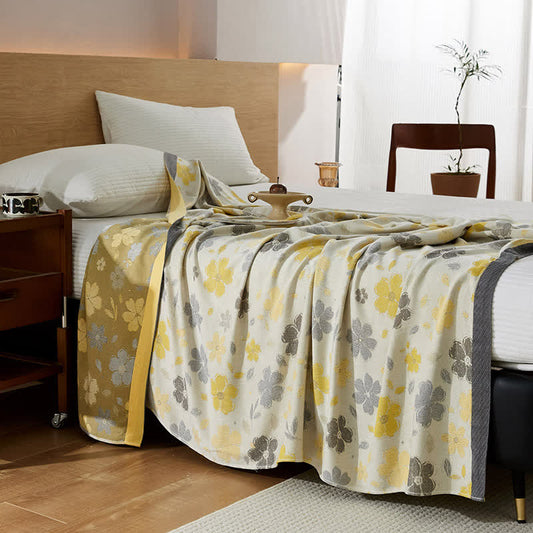 Copriletto rinfrescante con stampa di fiori di pesco