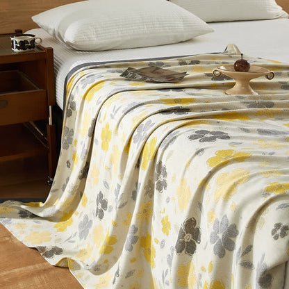 Copriletto rinfrescante con stampa di fiori di pesco