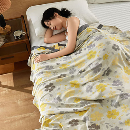 Copriletto rinfrescante con stampa di fiori di pesco