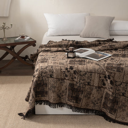 Trapunta in mussola di cotone con patchwork a quadri floreali