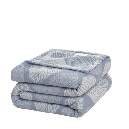 Trapunta in garza di cotone jacquard con stampa a foglie