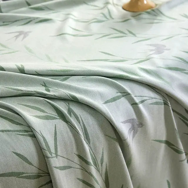 Copriletto rinfrescante con stampa di bambù verde