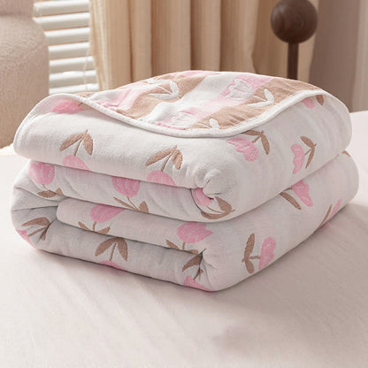 Trapunta reversibile in garza di cotone Tulip
