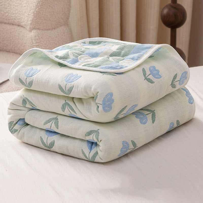 Trapunta reversibile in garza di cotone Tulip
