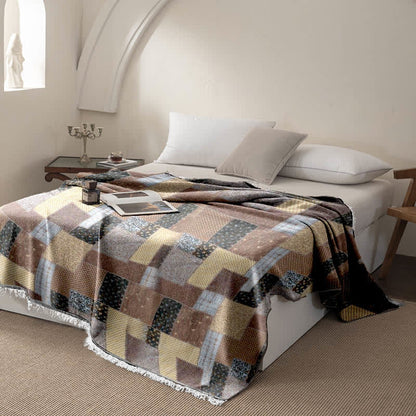Trapunta con nappe in mussola di cotone patchwork a quadri