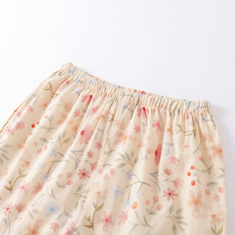 Pigiama con pantaloncini a canotta in cotone floreale