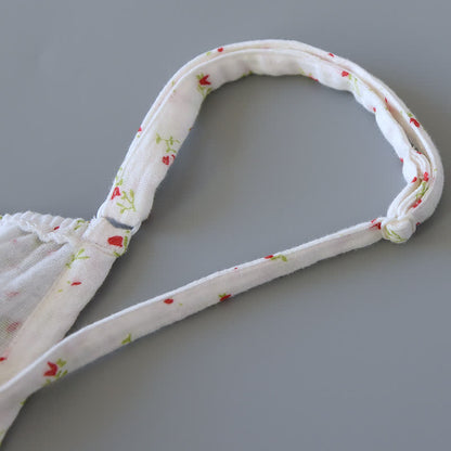 Camicia da notte in garza di cotone a fiori rossi