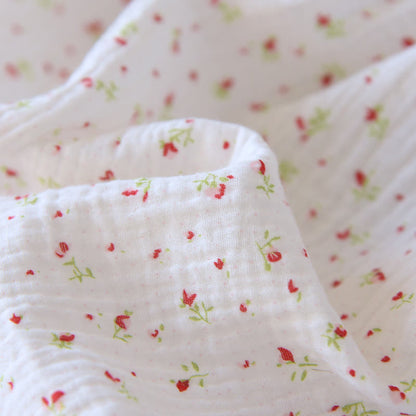 Camicia da notte in garza di cotone a fiori rossi