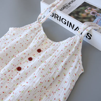 Camicia da notte in garza di cotone a fiori rossi