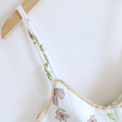 Camicia da notte imbottita in cotone con stampa viola