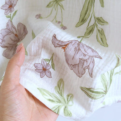 Camicia da notte imbottita in cotone con stampa viola