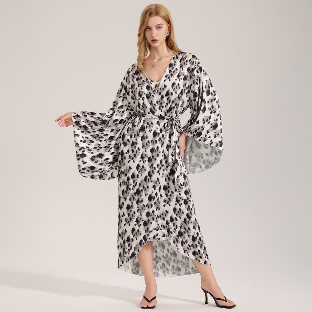 Kimono con stampa leopardata nera - Taglia unica - image 0