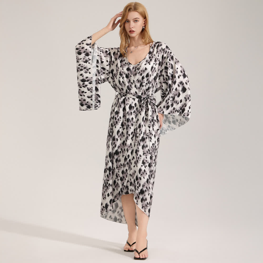 Kimono con stampa leopardata nera - image 1