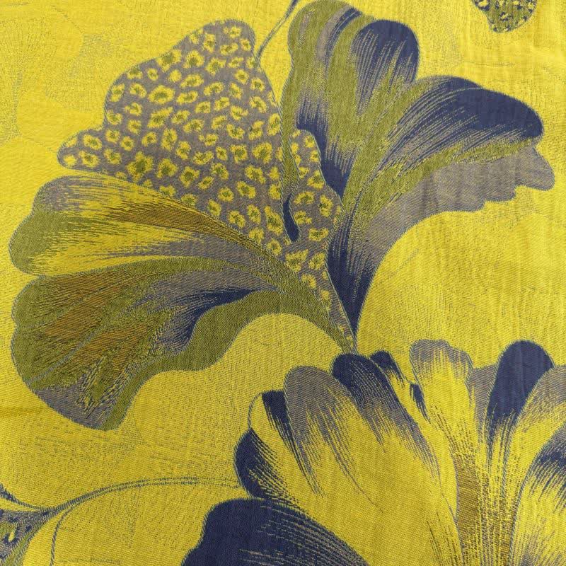 Camicia da notte cheongsam in cotone con stampa foglie di ginkgo