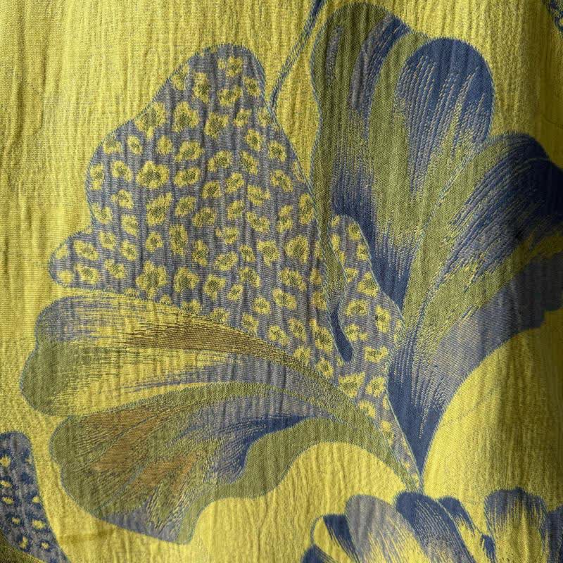 Camicia da notte cheongsam in cotone con stampa foglie di ginkgo