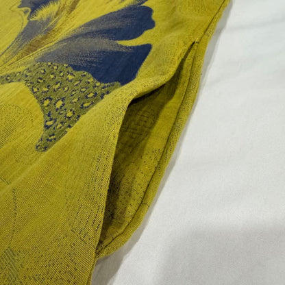 Camicia da notte cheongsam in cotone con stampa foglie di ginkgo