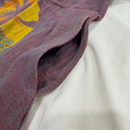 Camicia da notte cheongsam in cotone con stampa foglie di ginkgo