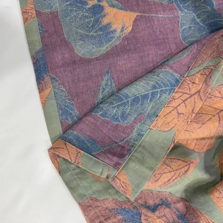 Kimono in cotone con stampa a foglie marroni