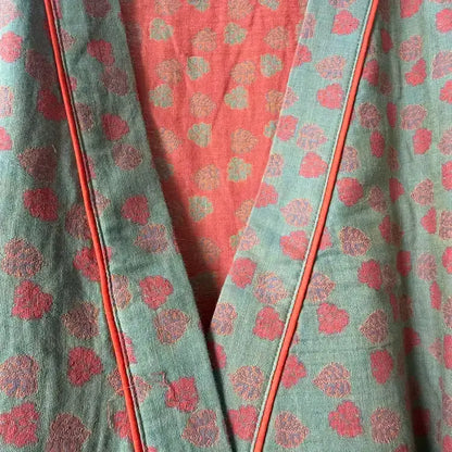 Kimono in cotone con stampa monstera arancione