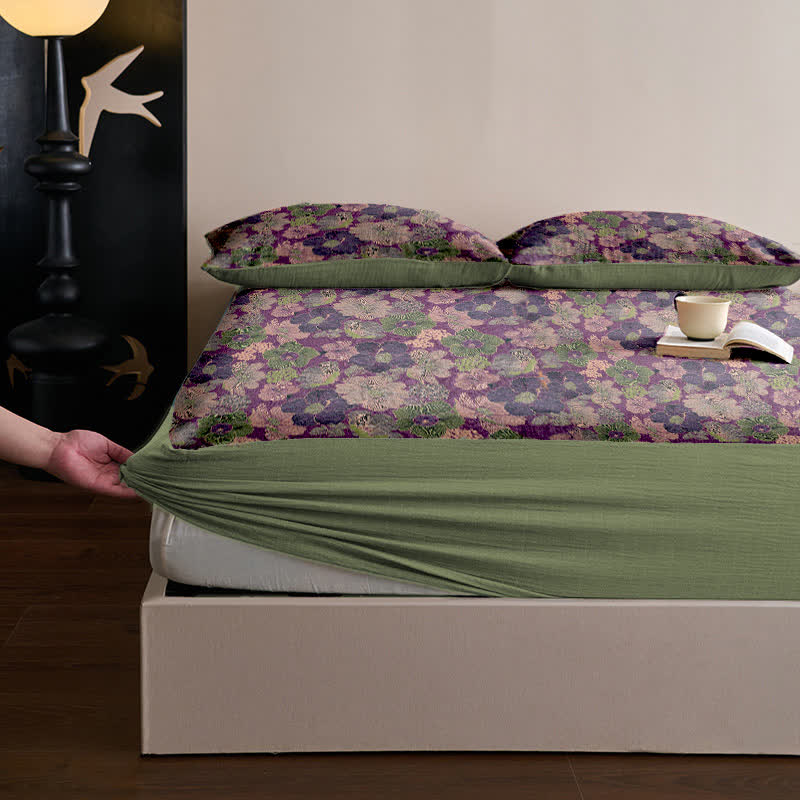 Lenzuolo con angoli in jacquard di cotone color pesca - image 2