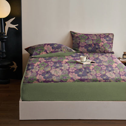 Lenzuolo con angoli in jacquard di cotone color pesca - Lenzuolo con 2 federe - Matrimoniale - image 0