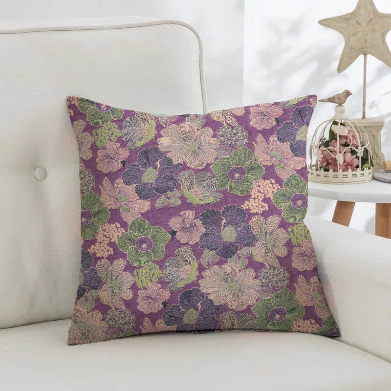 Federe quadrate in jacquard di cotone con fiori di pesco (2 pezzi) - image 1