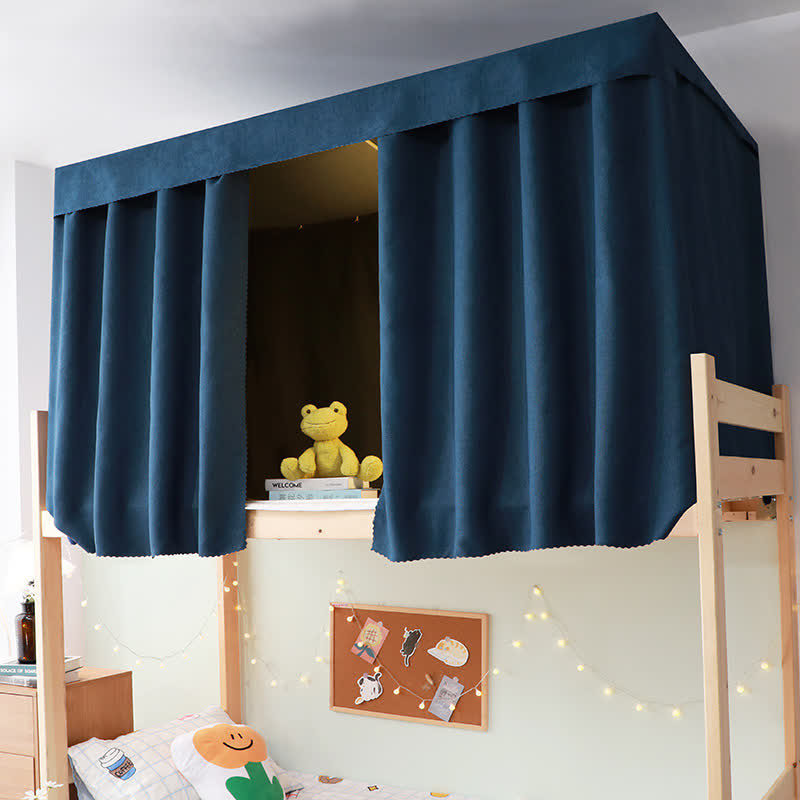 Tenda oscurante in cotone e lino per letto del dormitorio - Blu scuro - 2 tende oscuranti - 150cm x200cm x 2 - image 2