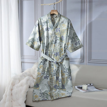 Accappatoio unisex in cotone con stampa floreale Duranta