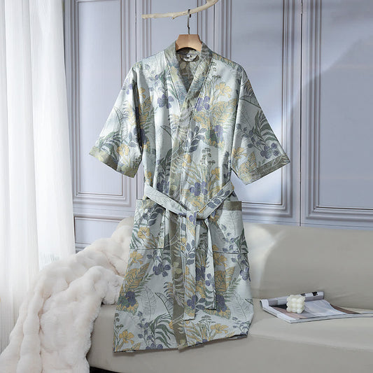 Accappatoio unisex in cotone con stampa floreale Duranta