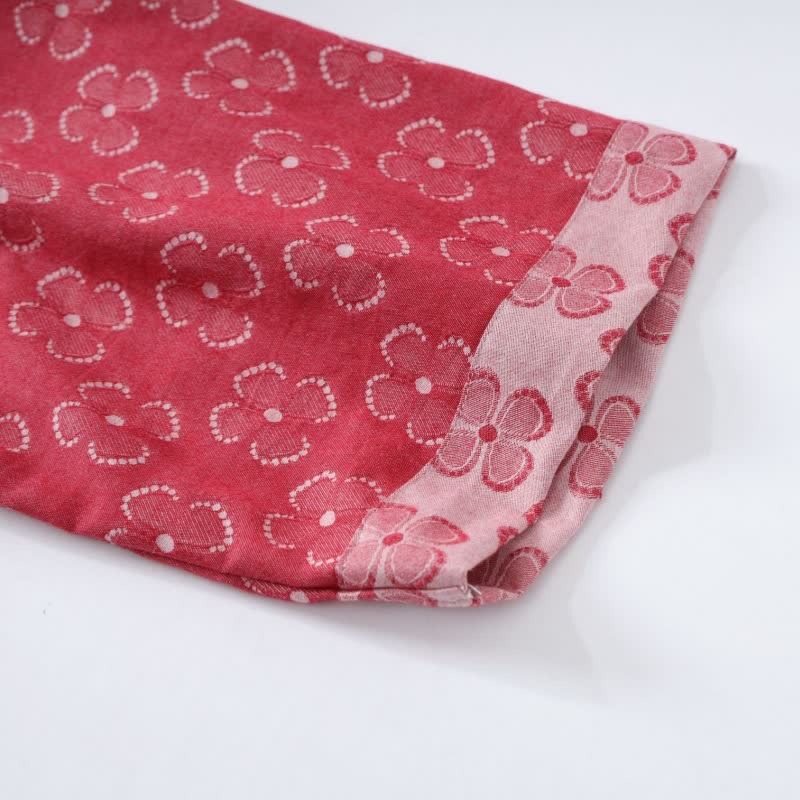 Kimono in garza di cotone con motivo a quadrifoglio