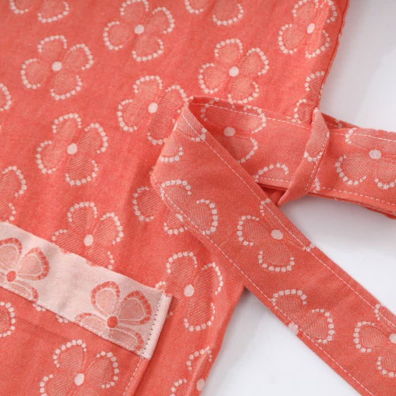 Kimono in garza di cotone con motivo a quadrifoglio