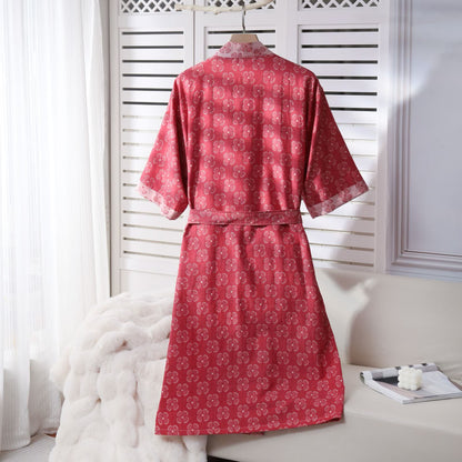 Kimono in garza di cotone con motivo a quadrifoglio