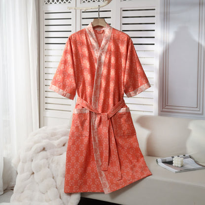 Kimono in garza di cotone con motivo a quadrifoglio