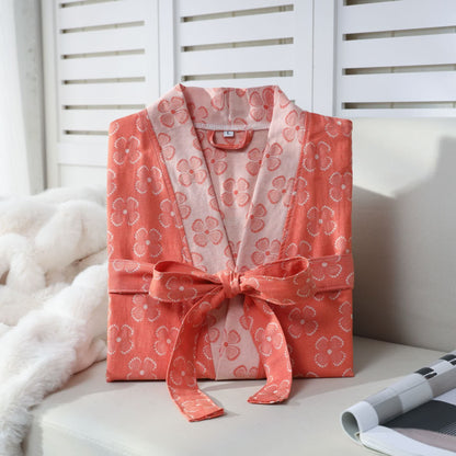 Kimono in garza di cotone con motivo a quadrifoglio
