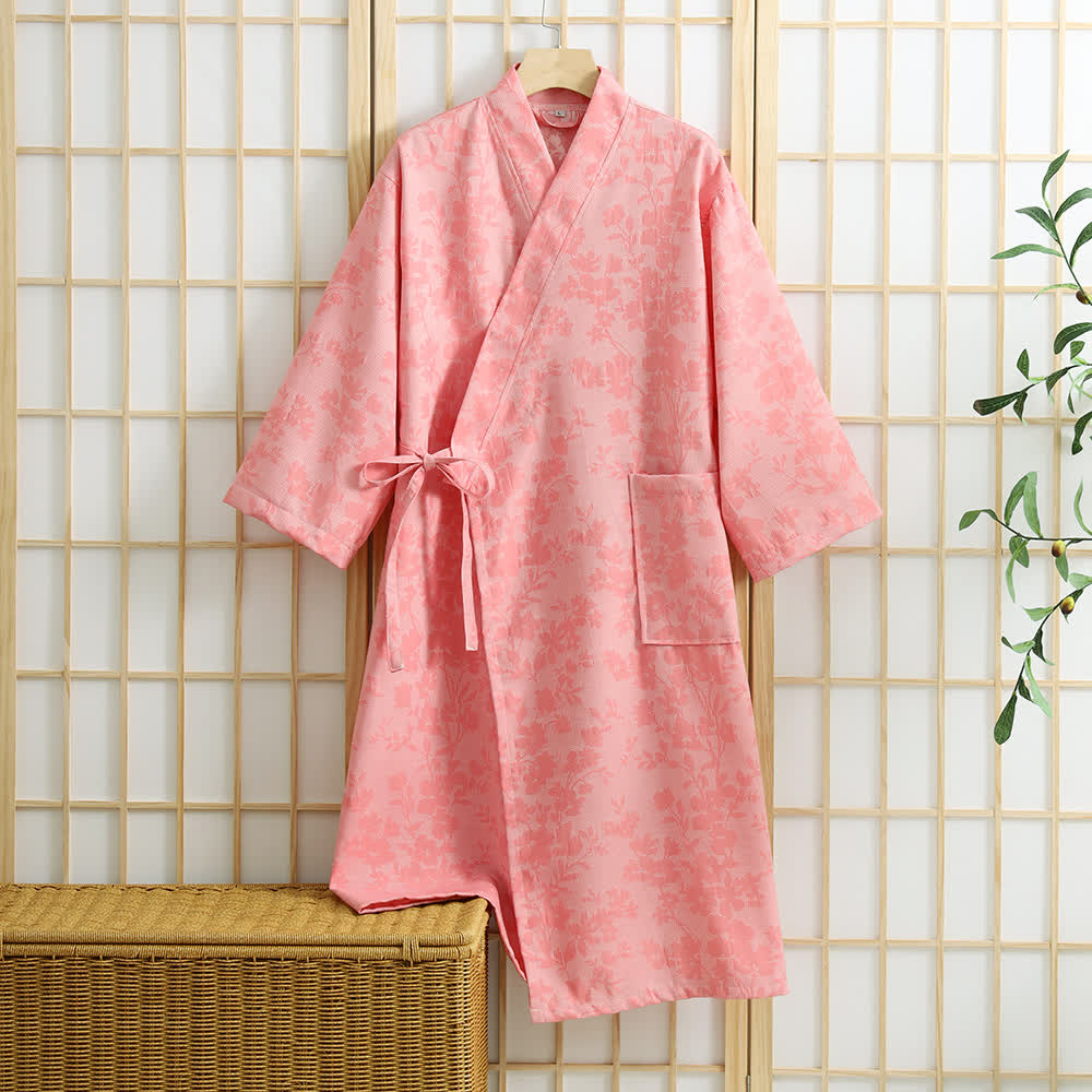 Kimono floreale sottile con tasca - Rosa - XL - image 8