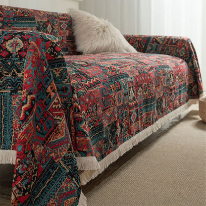 Copridivano resistente all'usura con nappa etnica jacquard
