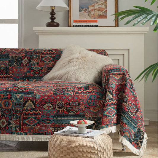 Copridivano resistente all'usura con nappa etnica jacquard