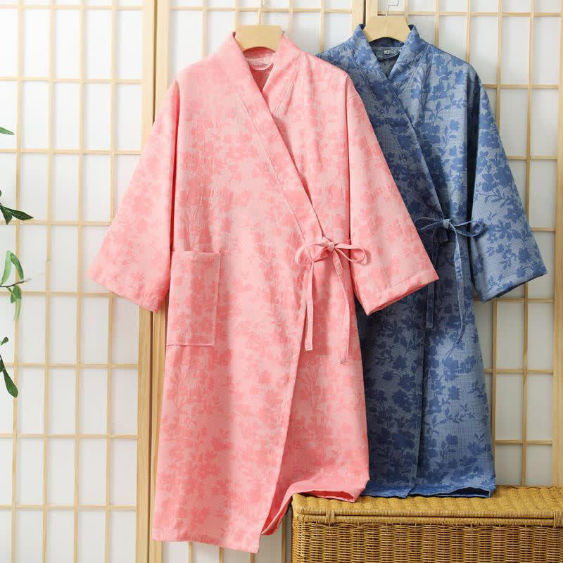 Kimono floreale sottile con tasca - image 1