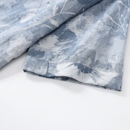 Accappatoio unisex in garza di cotone floreale blu
