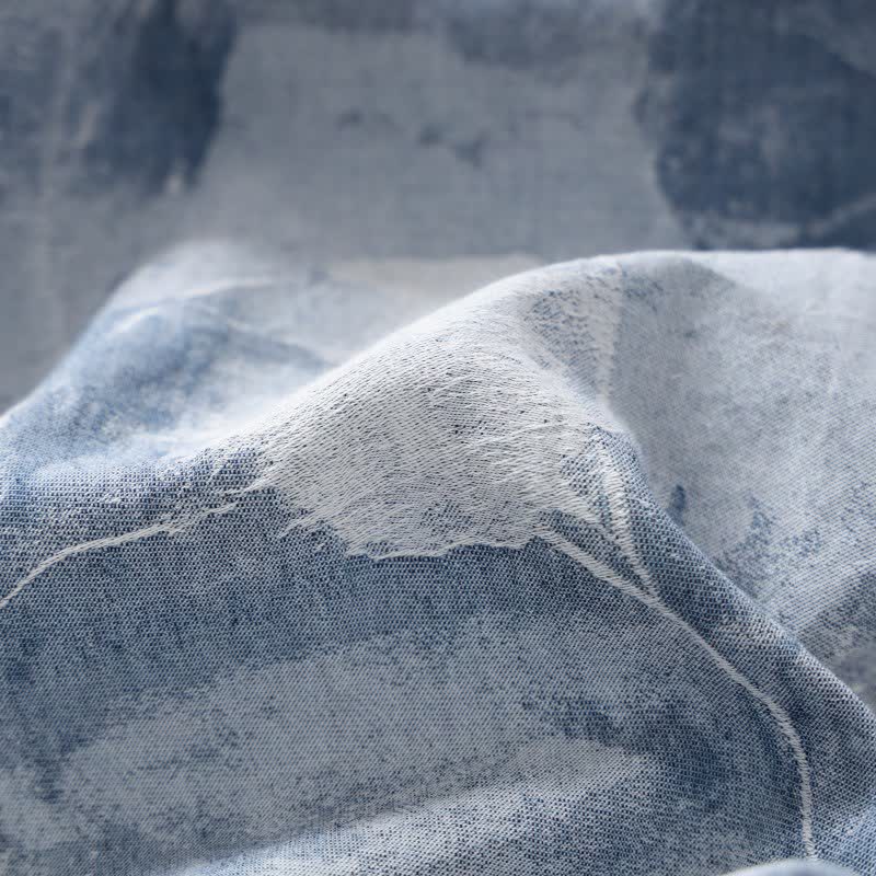 Accappatoio unisex in garza di cotone floreale blu
