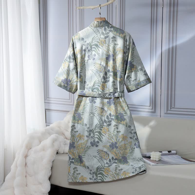 Accappatoio unisex in cotone con stampa floreale Duranta