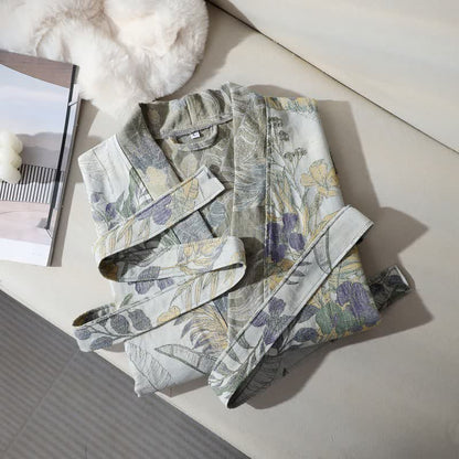 Accappatoio unisex in cotone con stampa floreale Duranta