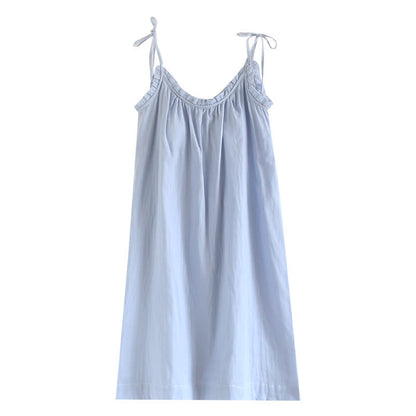Camicia da notte in cotone con volant