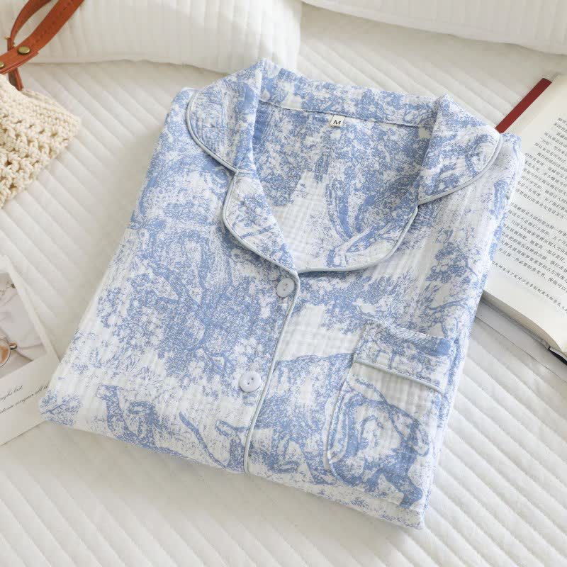 Completo da casa in cotone con stampa Tiger Tree
