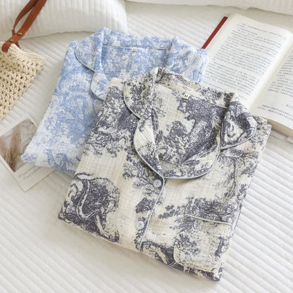 Completo da casa in cotone con stampa Tiger Tree
