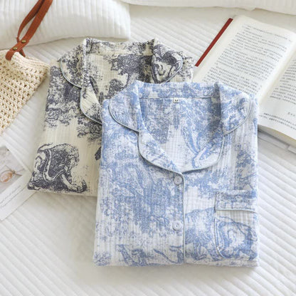 Completo da casa in cotone con stampa Tiger Tree