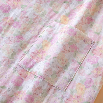 Pigiama giapponese in garza di cotone floreale rosa