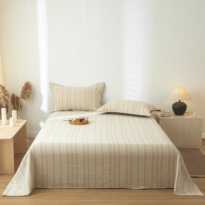 Copriletto in lino e cotone testurizzato color grano beige