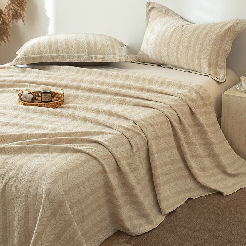 Copriletto in lino e cotone testurizzato color grano beige