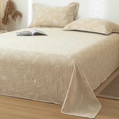 Copriletto in cotone e lino con texture Jungle Leaves